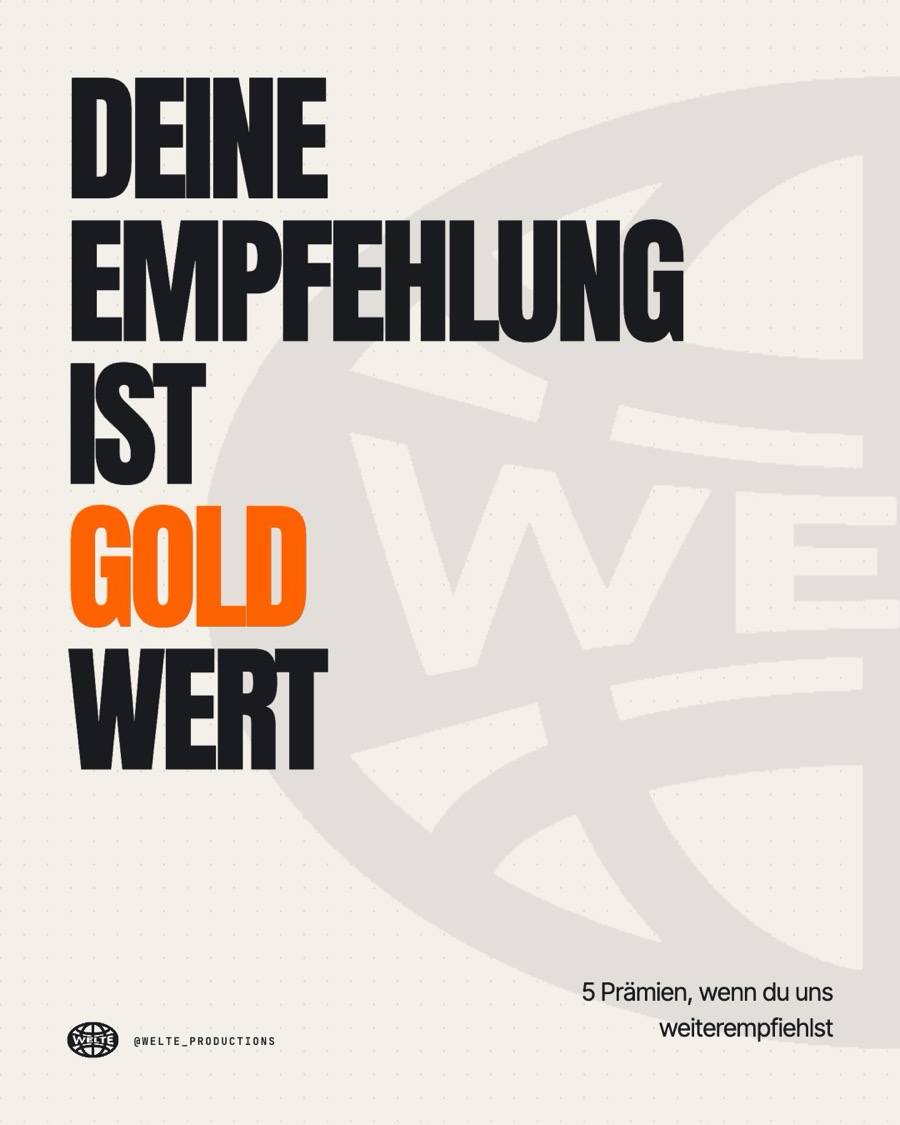 Deine Empfehlung ist Gold wert – 5 Prämien, wenn du uns weiterempfiehlst